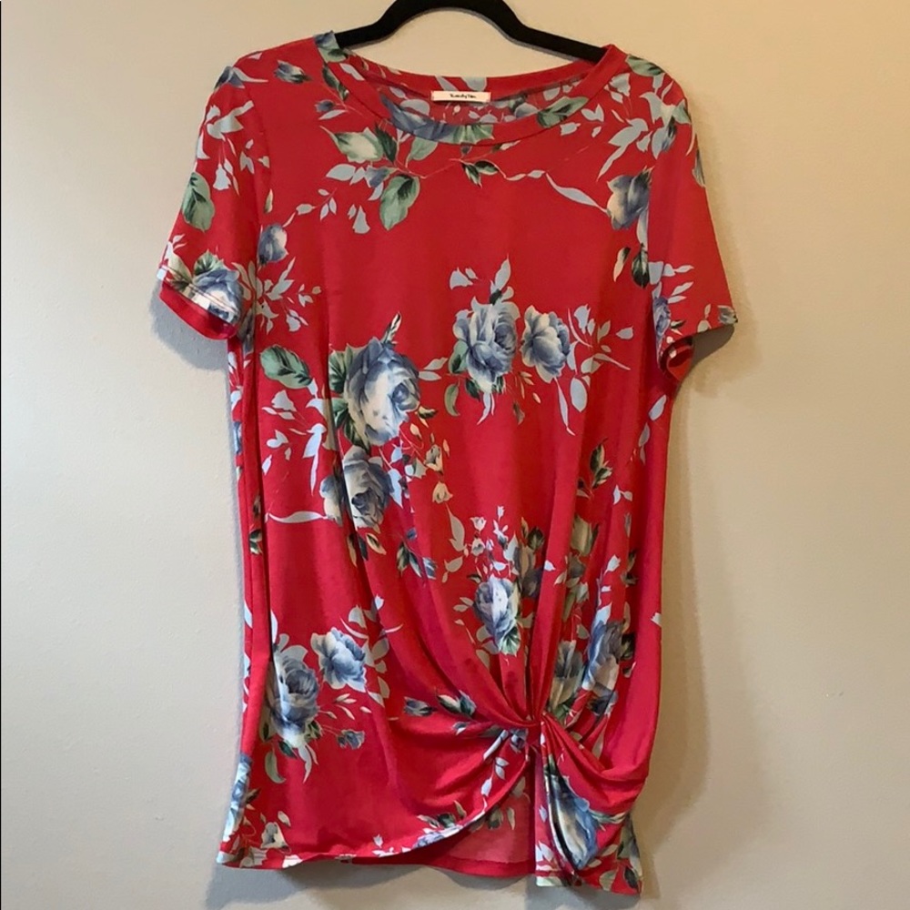 Floral top with knot tie detail